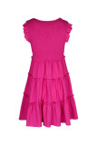 Sweet Solid Flounce V Neck Sleeveless Dress Dresses