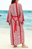 Vintage Vacation Geometric Print Bandage Swimwears Cover Up