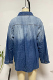 Casual Gradual Change Contrast Turndown Collar Outerwear