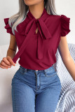 Sweet Elegant Solid With Bow Stringy Selvedge Half A Turtleneck Tops