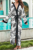 Vintage Vacation Geometric Print Bandage Swimwears Cover Up