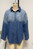 Casual Gradual Change Contrast Turndown Collar Outerwear