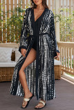 Vintage Vacation Geometric Print Bandage Swimwears Cover Up