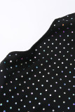 Sexy Solid Hollowed Out Sequined V Neck Wrapped Skirt Dresses