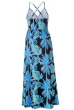 Sexy Vacation Floral Backless V Neck A Line Dresses