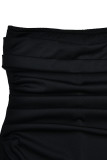Sexy Solid Backless Slit Strapless Irregular Dress Dresses