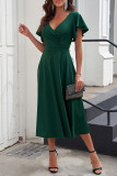 Elegant Simplicity Flounce V Neck A Line Dresses