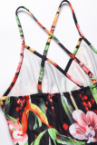 Sexy Vacation Floral Backless V Neck A Line Dresses