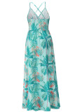 Sexy Vacation Floral Backless V Neck A Line Dresses