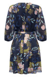Vintage Elegant Floral Bandage Frenulum O Neck A Line Dresses
