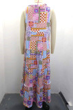 Casual Sweet Not Positioning Printed Patchwork Contrast O Neck Printed Dress Dresses