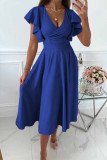 Elegant Simplicity Flounce V Neck A Line Dresses