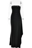 Sexy Solid Backless Slit Strapless Irregular Dress Dresses