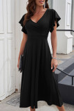 Elegant Simplicity Flounce V Neck A Line Dresses