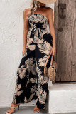 Casual Vintage Floral Sequins Strapless Loose Jumpsuits