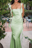 Sexy Solid Backless Slit U Neck Princess Dresses