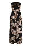 Casual Vintage Floral Sequins Strapless Loose Jumpsuits
