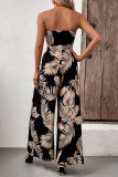 Casual Vintage Floral Sequins Strapless Loose Jumpsuits