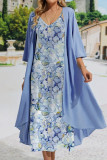 Sexy Floral V Neck Half Sleeve Two Pieces