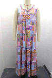 Casual Sweet Not Positioning Printed Patchwork Contrast O Neck Printed Dress Dresses