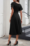 Elegant Simplicity Flounce V Neck A Line Dresses