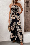 Casual Vintage Floral Sequins Strapless Loose Jumpsuits