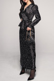 Celebrities Floral Frenulum V Neck Long Sleeve Two Pieces