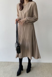 Elegant Solid Fold O Neck A Line Dresses