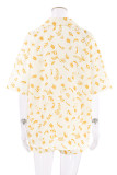 Casual Floral Pocket Turndown Collar Half Sleeve Two Pieces