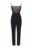Sexy Solid Lace Square Collar Jumpsuits