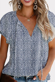 Casual Print Patchwork Frenulum V Neck Tops
