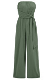 Sexy Solid Bandage Pocket Strapless Loose Jumpsuits