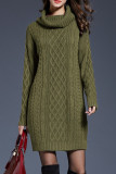 Casual Solid Patchwork Turtleneck Long Sleeve Dresses