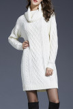 Casual Solid Patchwork Turtleneck Long Sleeve Dresses