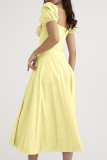 Elegant Solid Frenulum Slit Off the Shoulder Irregular Dress Dresses