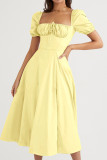 Elegant Solid Frenulum Slit Off the Shoulder Irregular Dress Dresses