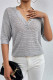 Casual Solid Hollowed Out Buttons V Neck T-Shirts