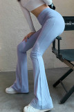 Casual Simplicity Solid Make Old High Waist Speaker Solid Color Bottoms