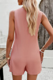 Casual Daily Solid Pocket O Neck Loose Rompers