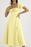 Elegant Solid Frenulum Slit Off the Shoulder Irregular Dress Dresses