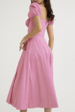 Elegant Solid Frenulum Slit Off the Shoulder Irregular Dress Dresses