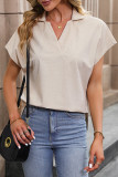 Casual Solid Jacquard Turndown Collar Tops