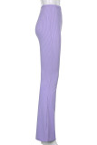 Casual Simplicity Solid Make Old High Waist Speaker Solid Color Bottoms