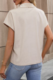 Casual Solid Jacquard Turndown Collar Tops