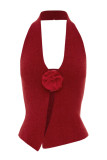 Sexy Solid Backless Halter Tops