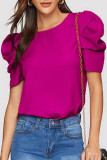 Casual Solid Fold O Neck T-Shirts