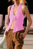 Sexy Solid Backless Halter Tops