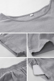 Casual Simplicity Solid Pocket O Neck Short Sleeve Two Pieces