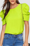 Casual Solid Fold O Neck T-Shirts