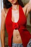 Sexy Solid Backless Halter Tops
